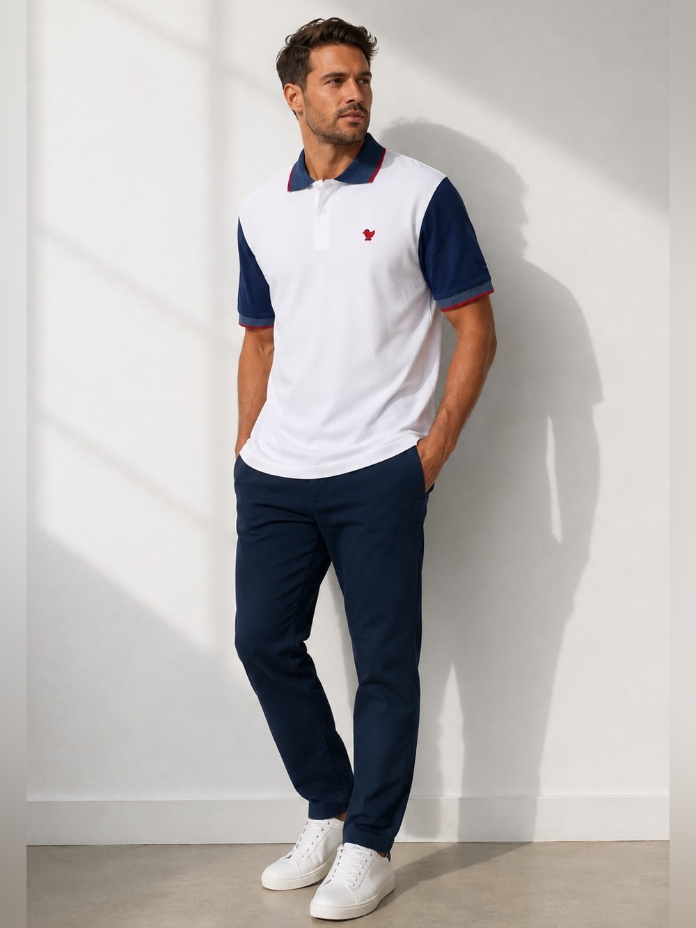 BAD BIRDIE Pique Polo White Navy Short Sleeve Size XL NEW Golf Athletic